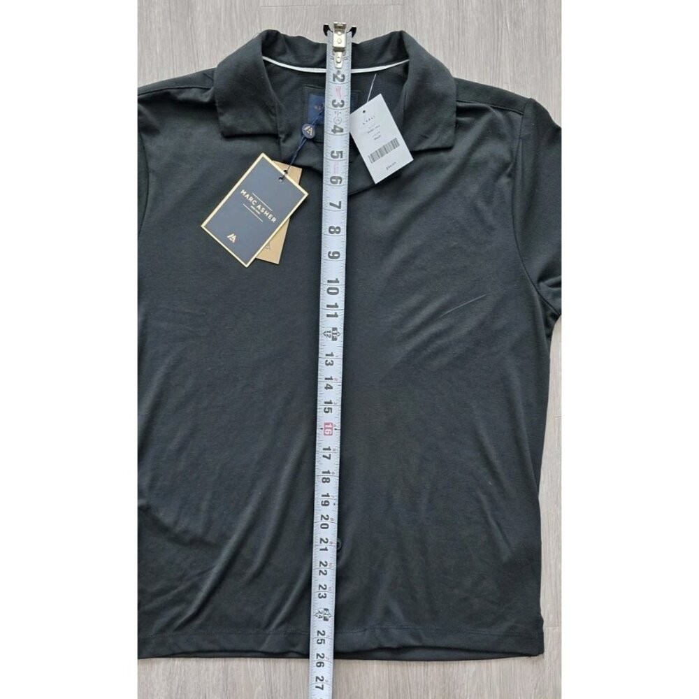 Marc Asher Polo Shirt Small Black Modal Blend Button Front NWT - Picture 6 of 10